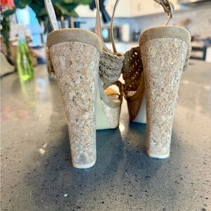 Elegant Beige Cork Heel Sandals
